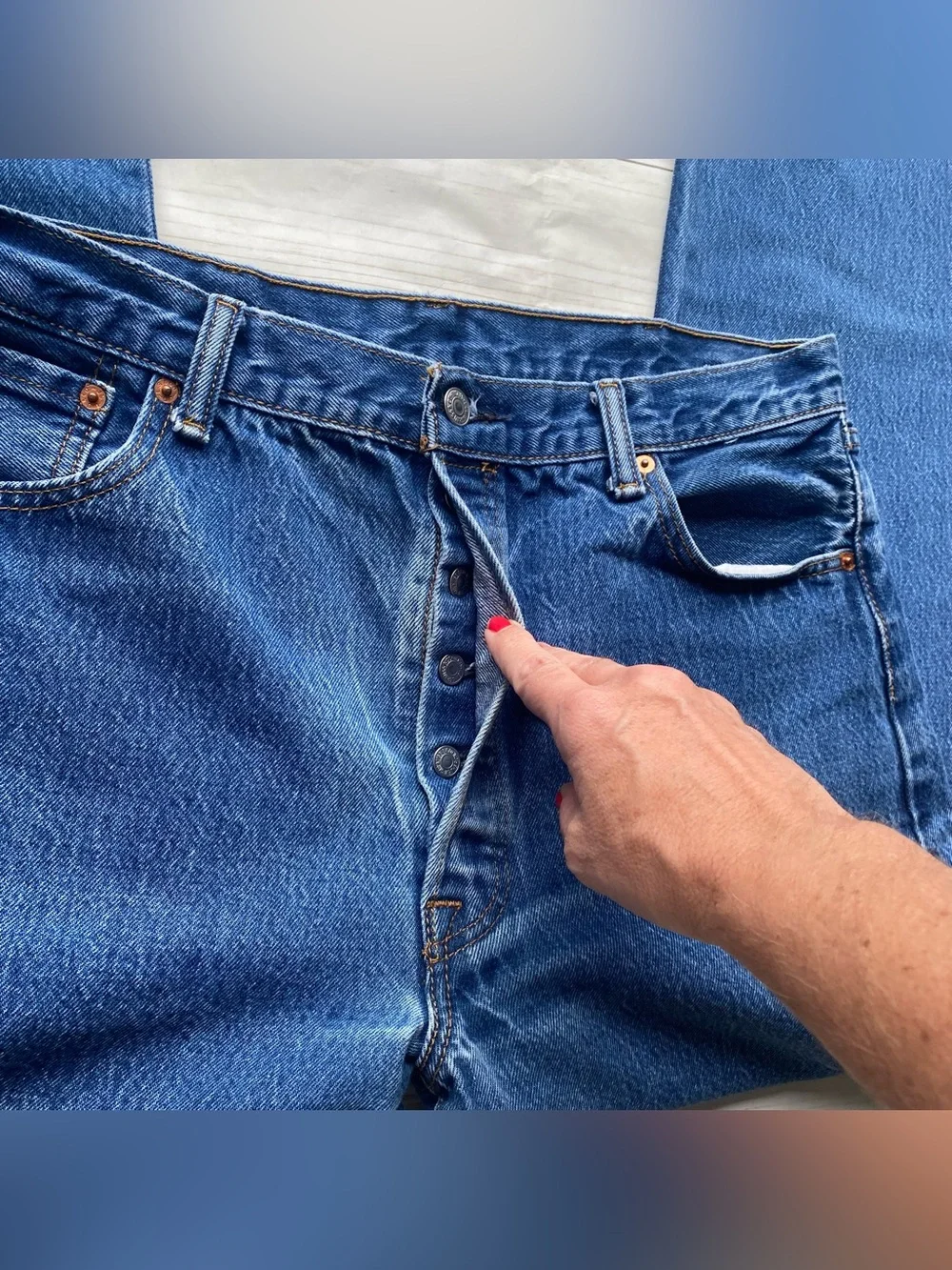 Mens Levi’s 501 medium stone washed 100% cotton straight cut Classic unisex 38